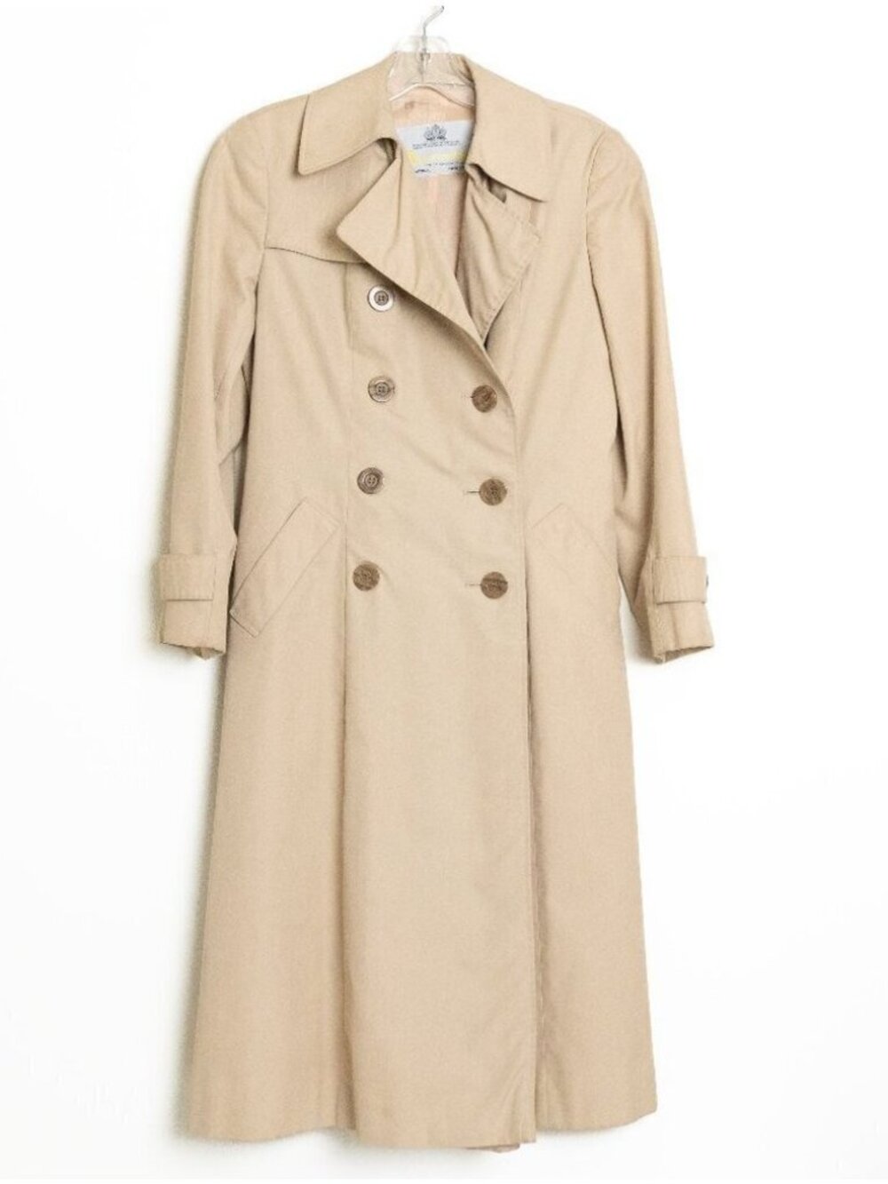Vintage Aquascutum Aqua 5 Trench Coat Beige Double Breasted Belted Womens 8